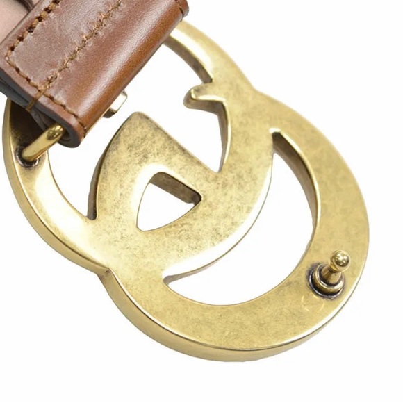 💐 GUCCI DOUBLE GG LEATHER CANVAS LOGO BELT ♥️💚 - Picture 8 of 9